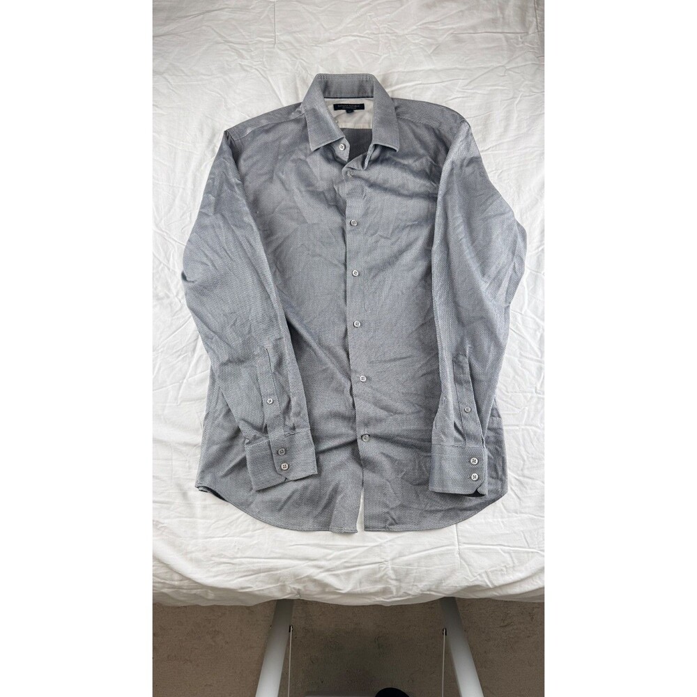 Banana Republic Mens Dress Shirt Size M Grey Non-Iron Slim Fit Diamond Print